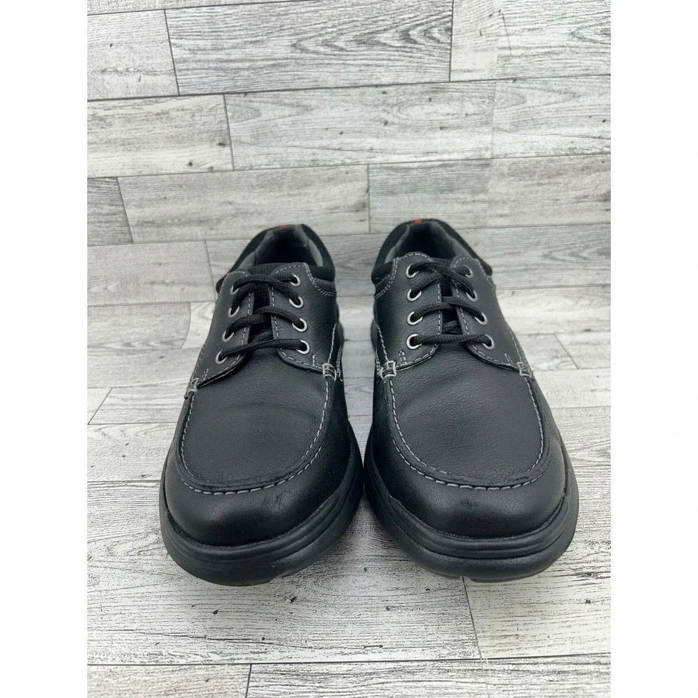 Clarks Collection Men Tilden Free Black Leather Moc Toe Oxford Shoes Size 9M‎